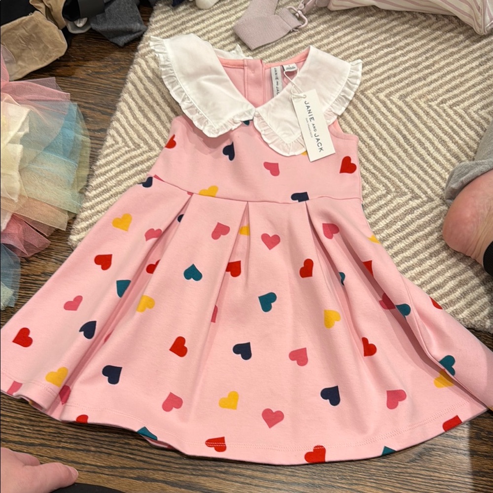 Pink Heart Print Kids Dress